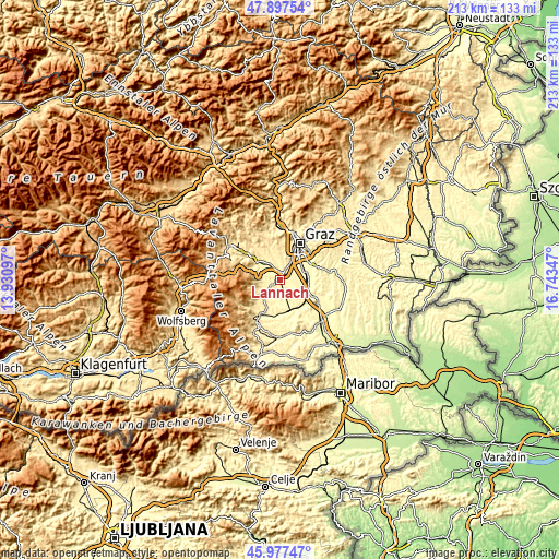 Topographic map of Lannach