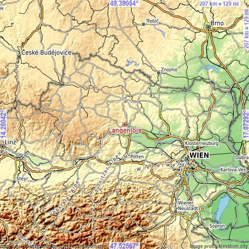 Topographic map of Langenlois