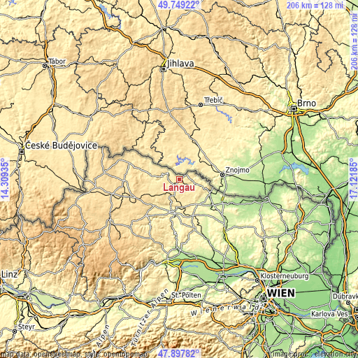 Topographic map of Langau