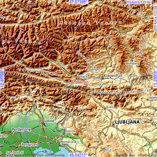 Topographic map of Landskron