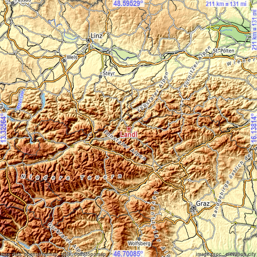 Topographic map of Landl