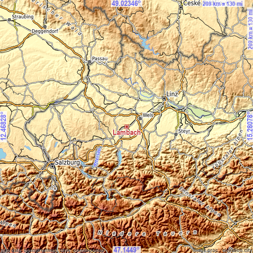 Topographic map of Lambach
