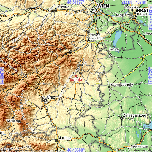 Topographic map of Lafnitz