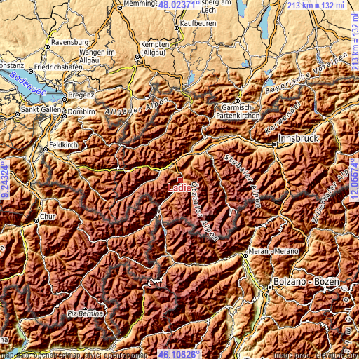 Topographic map of Ladis