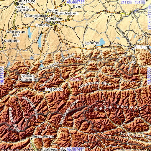 Topographic map of Kundl