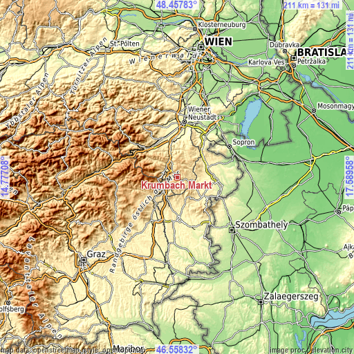 Topographic map of Krumbach Markt