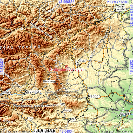 Topographic map of Krottendorf bei Ligist