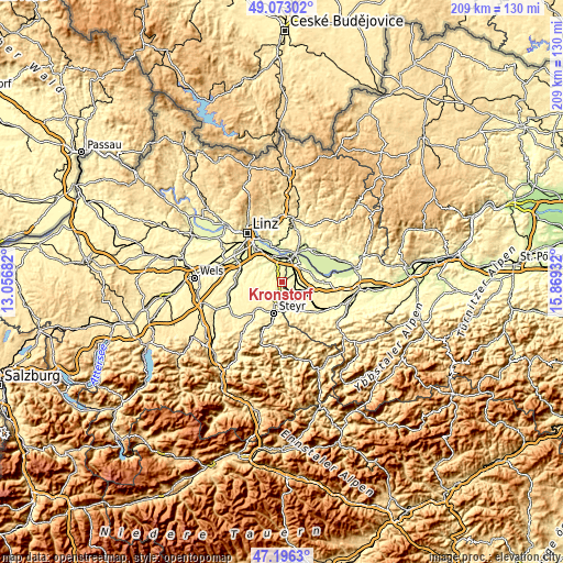 Topographic map of Kronstorf