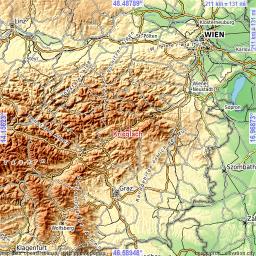 Topographic map of Krieglach