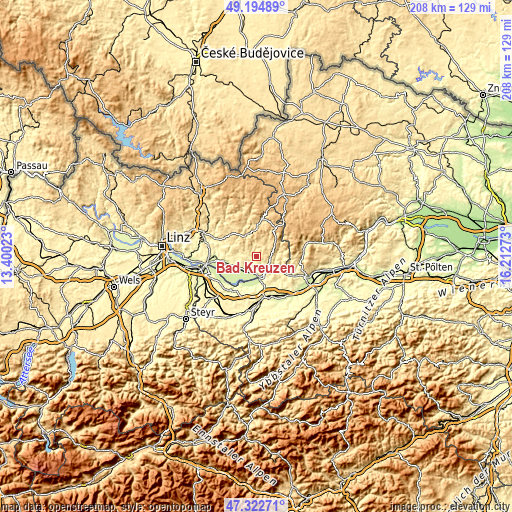 Topographic map of Bad Kreuzen