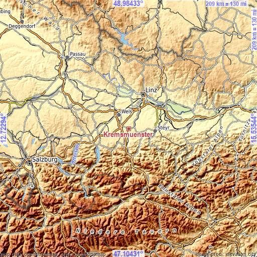 Topographic map of Kremsmünster