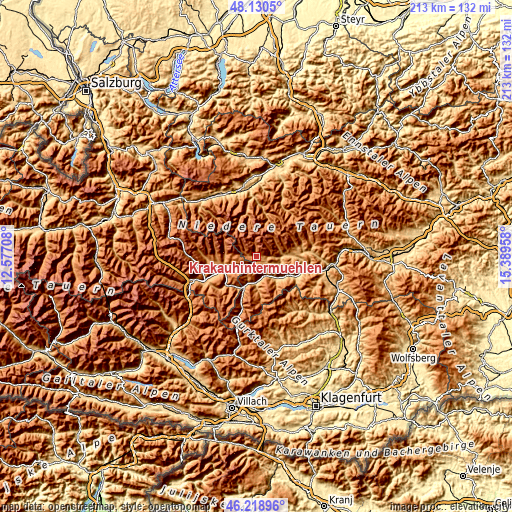 Topographic map of Krakauhintermühlen