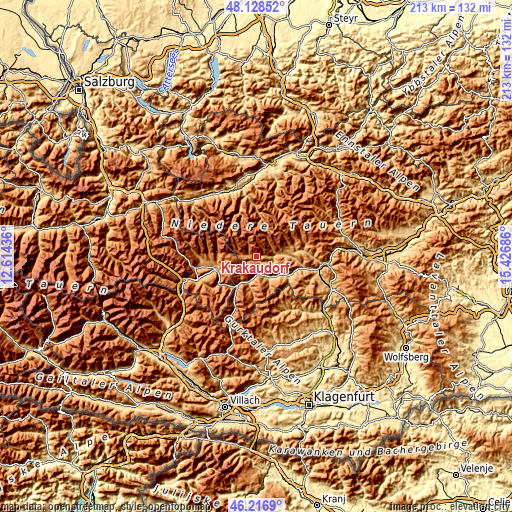 Topographic map of Krakaudorf