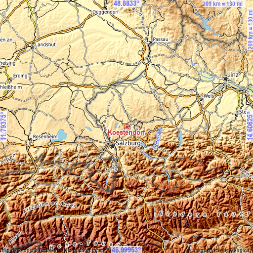 Topographic map of Köstendorf
