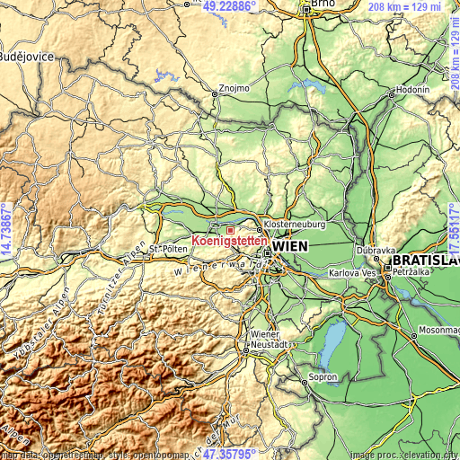 Topographic map of Königstetten