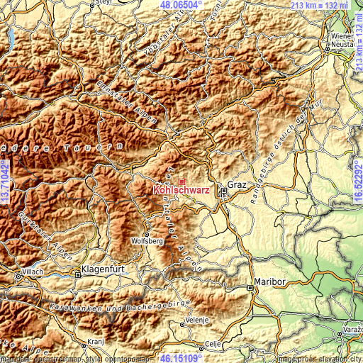 Topographic map of Kohlschwarz