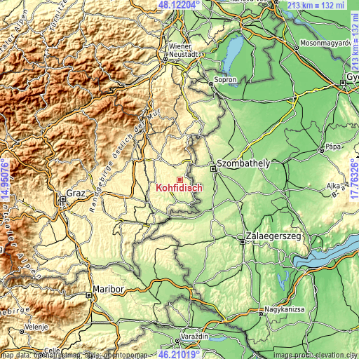 Topographic map of Kohfidisch