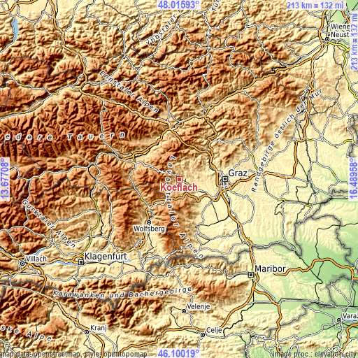 Topographic map of Köflach
