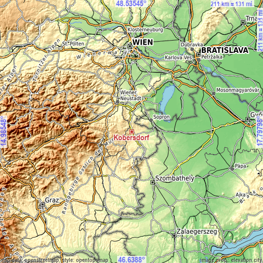 Topographic map of Kobersdorf