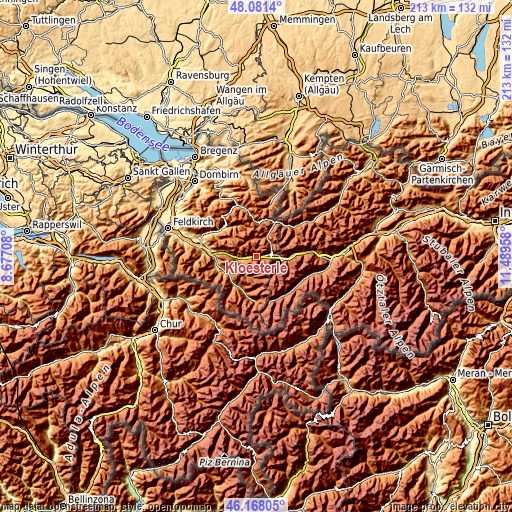 Topographic map of Klösterle