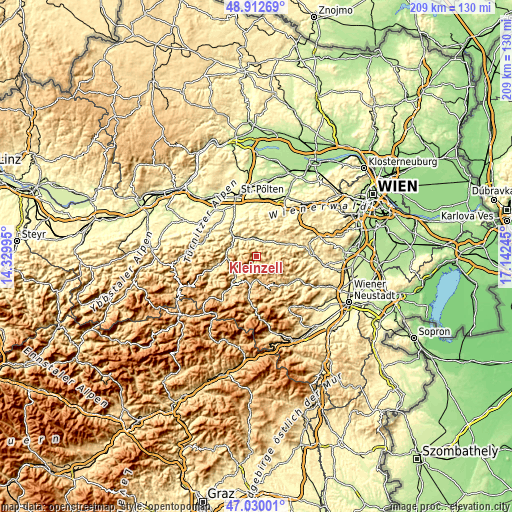 Topographic map of Kleinzell