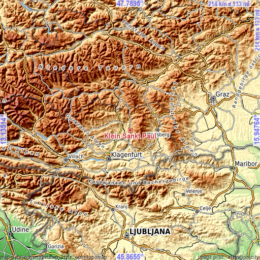 Topographic map of Klein Sankt Paul