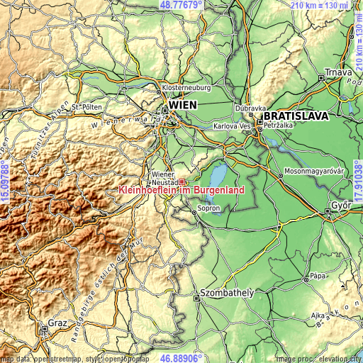 Topographic map of Kleinhöflein im Burgenland