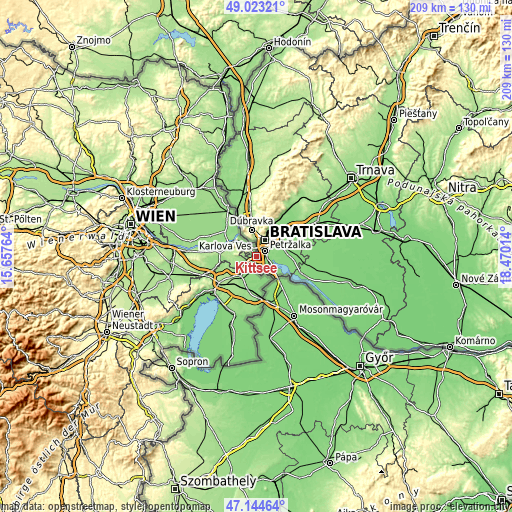 Topographic map of Kittsee