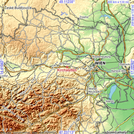 Topographic map of Kirchstetten