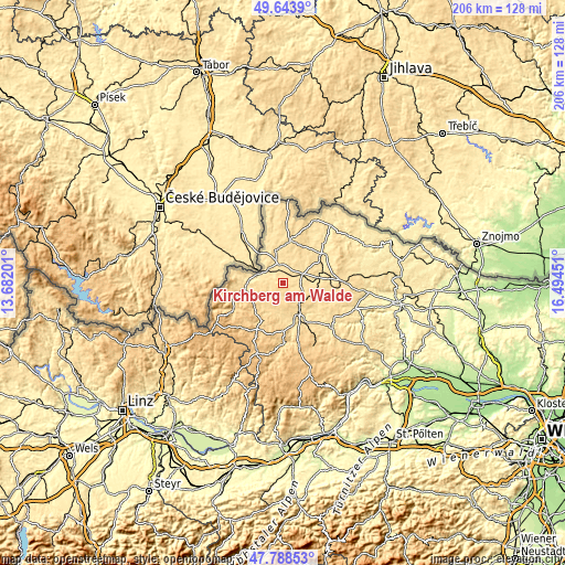 Topographic map of Kirchberg am Walde