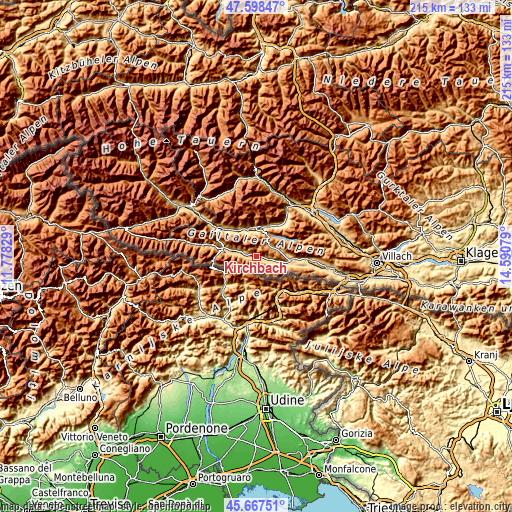 Topographic map of Kirchbach