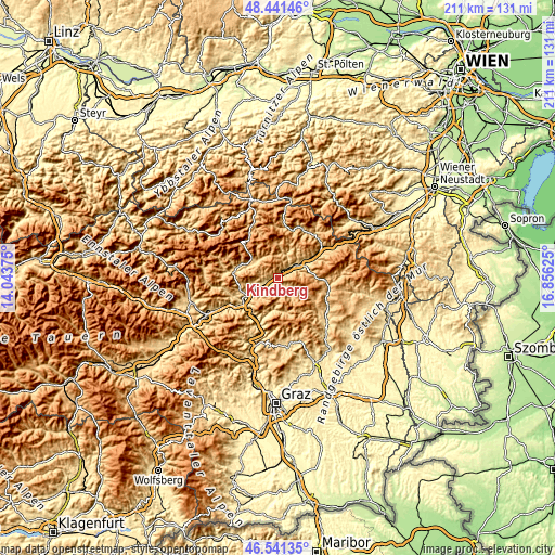 Topographic map of Kindberg