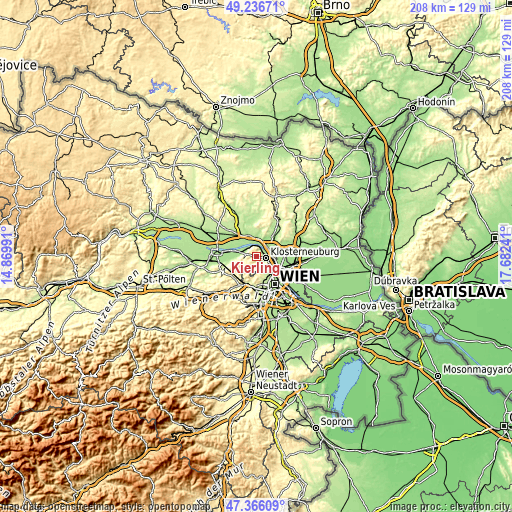 Topographic map of Kierling