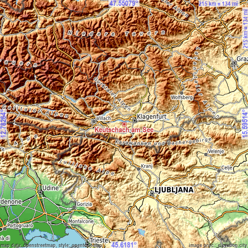 Topographic map of Keutschach am See