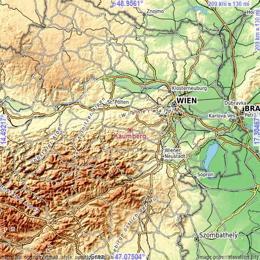 Topographic map of Kaumberg