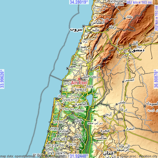 Topographic map of Ain Ebel