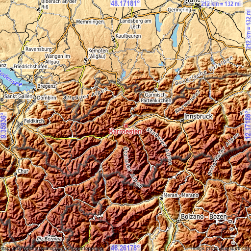 Topographic map of Karrösten