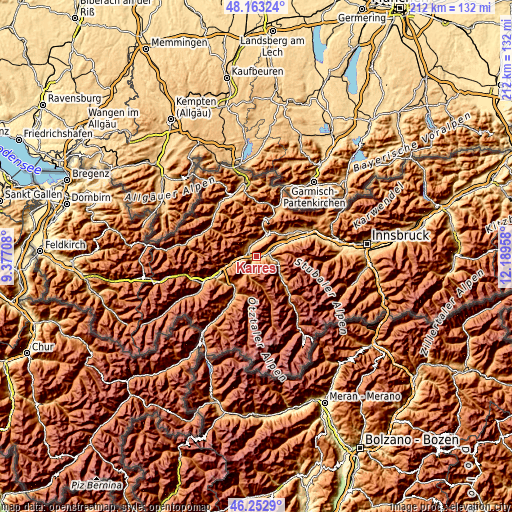 Topographic map of Karres