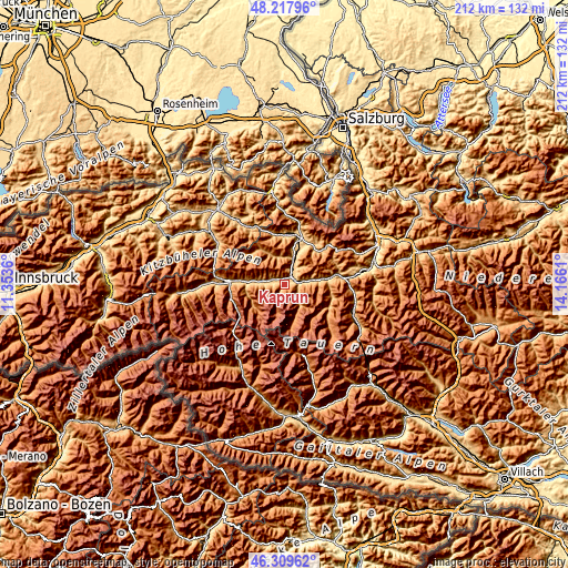 Topographic map of Kaprun