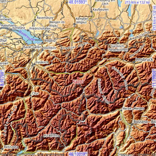 Topographic map of Kappl