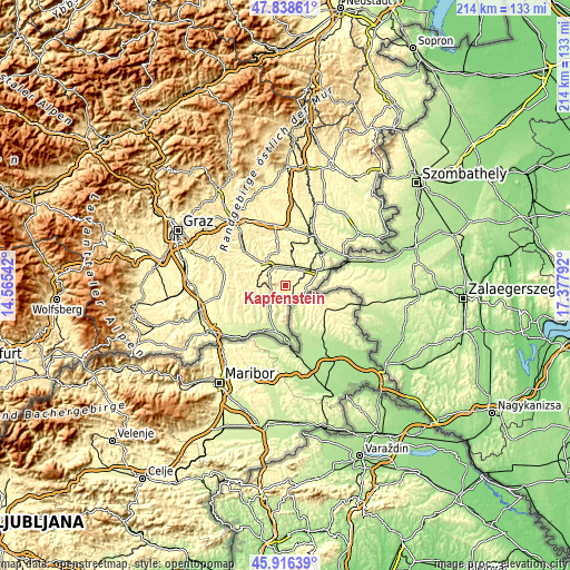 Topographic map of Kapfenstein