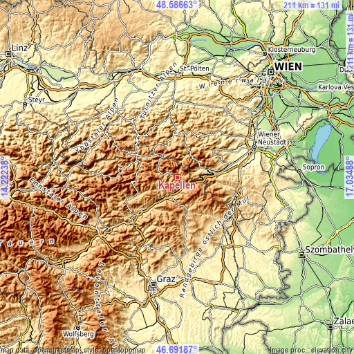 Topographic map of Kapellen