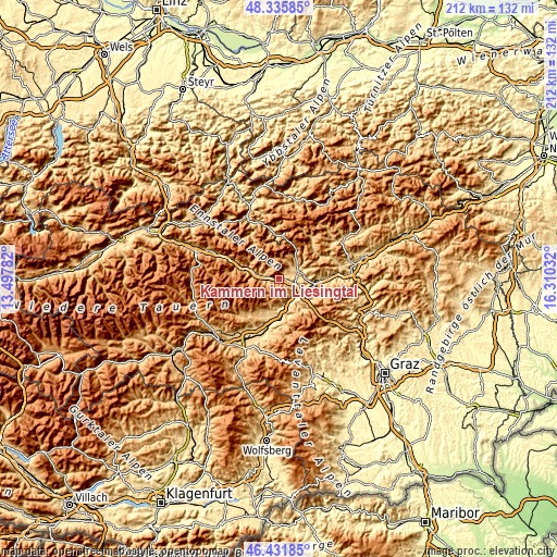 Topographic map of Kammern im Liesingtal