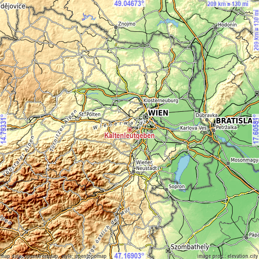 Topographic map of Kaltenleutgeben