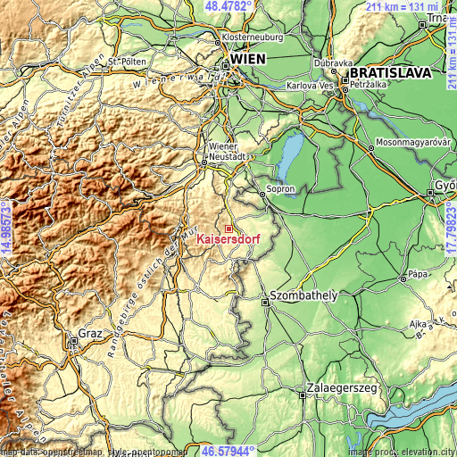 Topographic map of Kaisersdorf