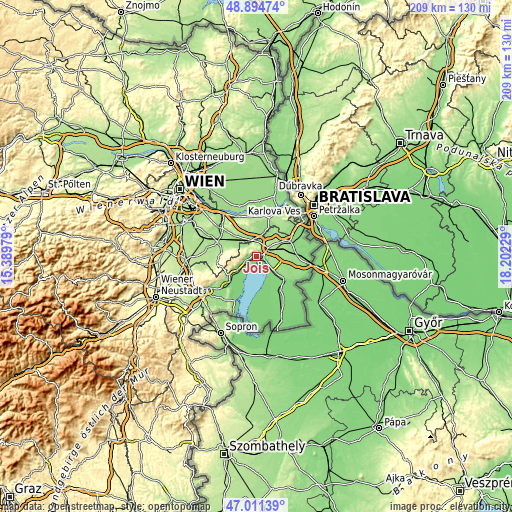 Topographic map of Jois