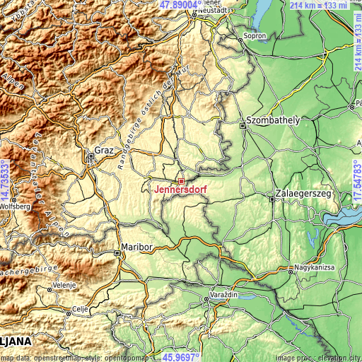 Topographic map of Jennersdorf