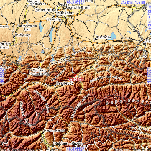 Topographic map of Jenbach