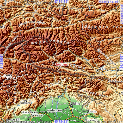 Topographic map of Irschen