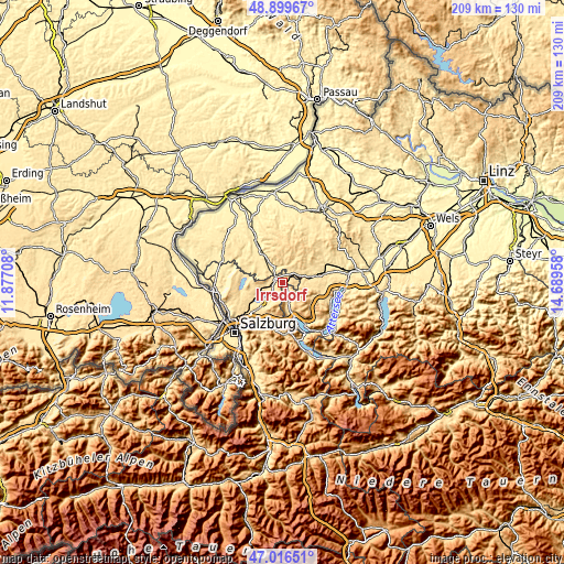 Topographic map of Irrsdorf